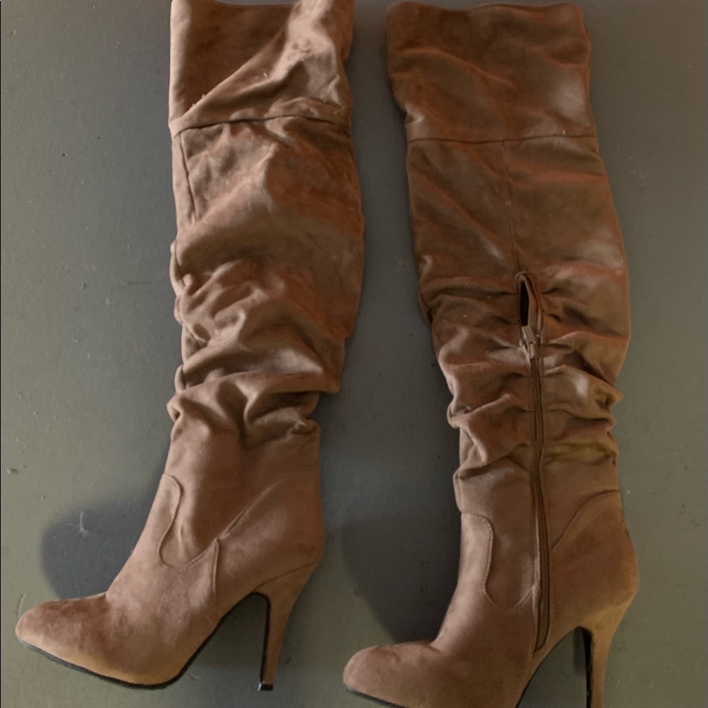 Tan over the knee boots